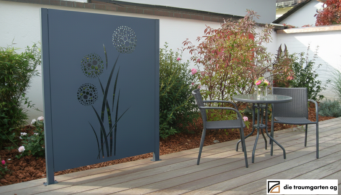 OOLEX Sichtschutz 3 mm Aluminium RAL 7016 Motiv Danven