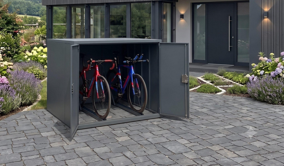 OOLEX Fahrradgarage RACE Aluminium RAL 7016 Anthrazit für 2 Räder