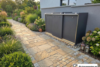 OOLEX Müllhaus SLIDEX Aluminium Anthrazit 3 x 240 Liter Tonnen