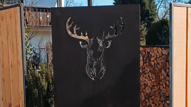 Sichtschutzplatte Corten 6 mm 1000 x 1600 mm Hirschkopf Galabau Klee 1 3