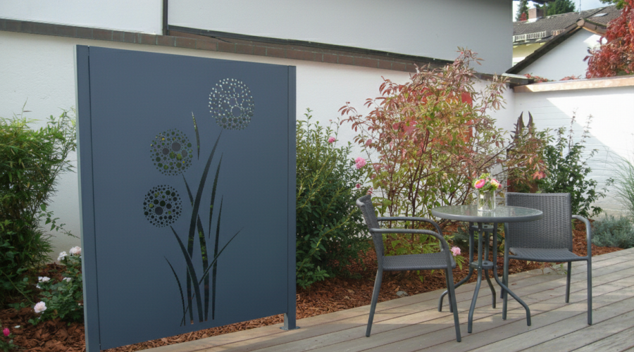 OOLEX Sichtschutz 3 mm Aluminium RAL 7016 Motiv Danven