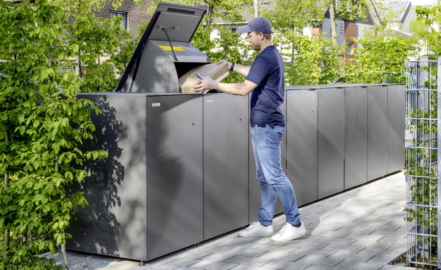 Paketbox Aluminium Pulverbeschichtet kombinierbar m Mülltonnen