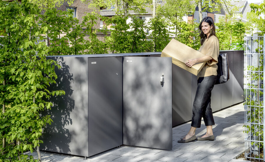 Paketbox Aluminium Pulverbeschichtet kombinierbar mit Mülltonnen