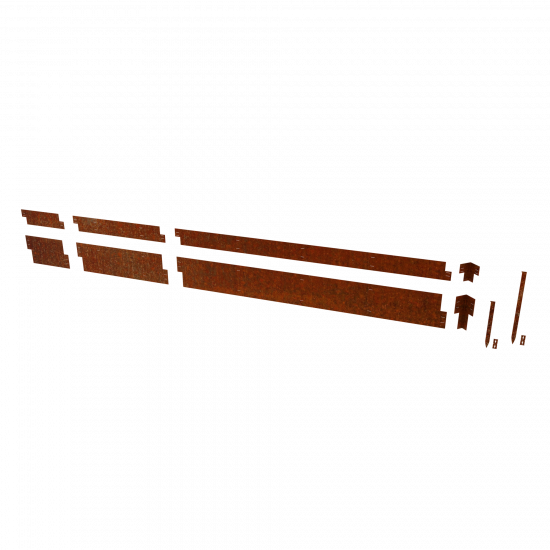 Beeteinfassung Rasenkante Cortenstahl gerader Abschluss mit Zubehör