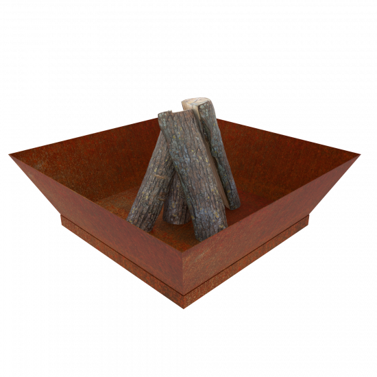 Feuerstelle Feuerwanne Cortenstahl quadratisch standsicher