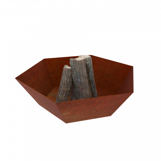 Feuerstelle Gartenfeuer Cortenstahl sechseckig standsicher