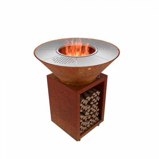 Gartengrill Grillsäule Kontaktgrill Cortenstahl mit Edelstahl Grillfläche