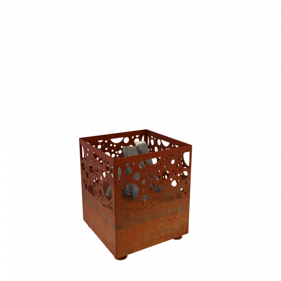 Halbhohe Feuersäule Feuerstelle Gartenfeuer Cortenstahl