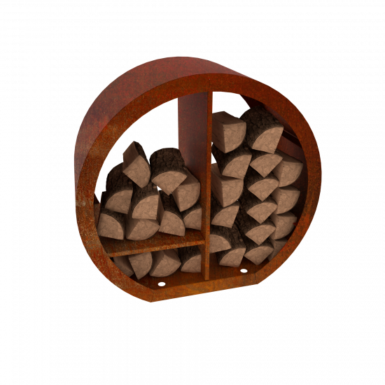 Holzlager Kaminholzlager Cortenstahl rundlich