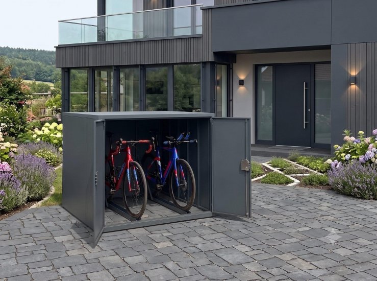 OOLEX Fahrradgarage RACE Aluminium RAL 7016 Anthrazit für 2 Räder