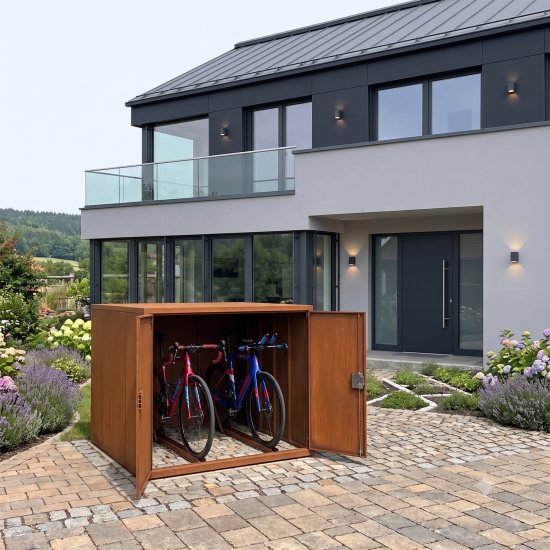 OOLEX Fahrradgarage RACE Cortenstahl für 2 Räder