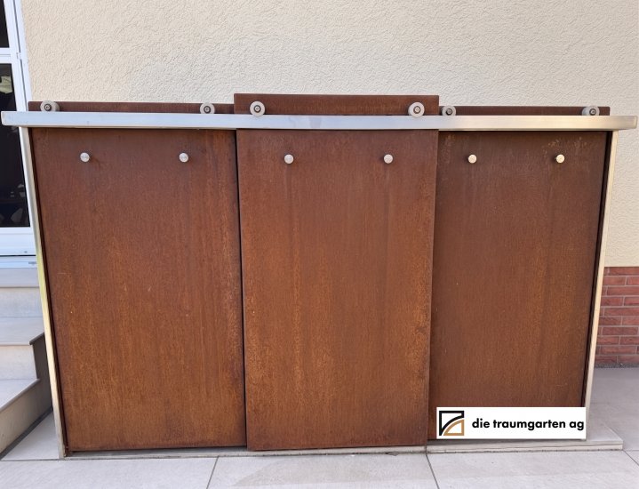 OOLEX Müllbox SUDEX Corten für 3 x 240 L Tonnen
