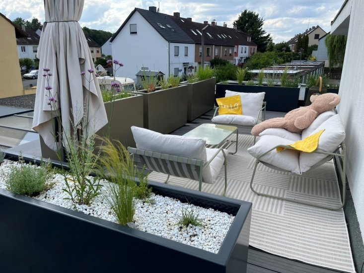 OOLEX Pflanzgefäß HONES Aluminium RAL 1035 Matt und RAL 7016 Matt mit Boden 8