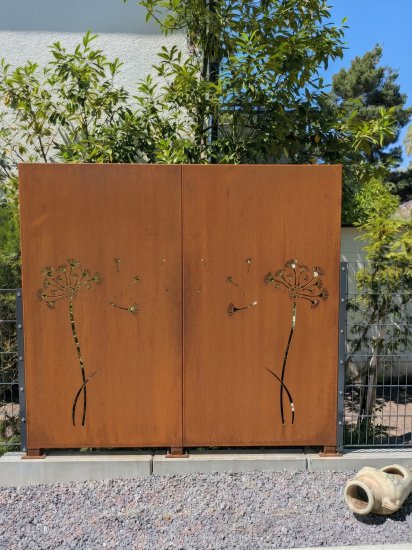 OOLEX Sichtschutz Cortenstahl 900 x 1800 mm Motiv THIR Pusteblume