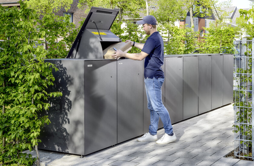 Paketbox Aluminium Pulverbeschichtet kombinierbar m Mülltonnen