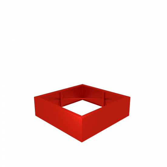 Pflanzgefäß Aluminium Rot Pulverbeschichtet ohne Boden mit Eckaussteifungen