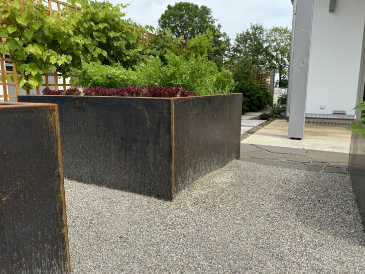 Pflanzgefaess Hochbeet Cortenstahl 1200 x 1200 x 400 und 600 mm Galabau Hiebler 6