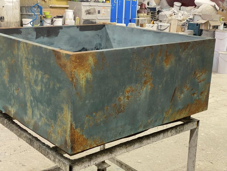 Pflanzkuebel hochbeet fiberglas quadratisch cube rostoptik