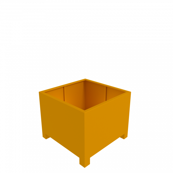 Quadratisches Pflanzgefäß Aluminium RAL Pulverbeschichtet mit Boden und Füßen staplerverfahrbar