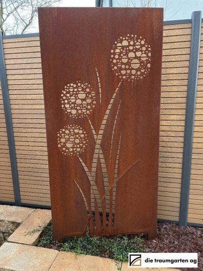 Sichtschutz Cortenstahl 900 x 1800 mm Motiv Danven Allium