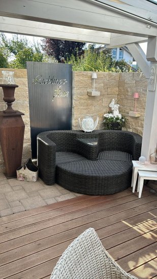 Sichtschutz Cortenstahl 900 x 1800 mm Motiv Lieblingsplatz