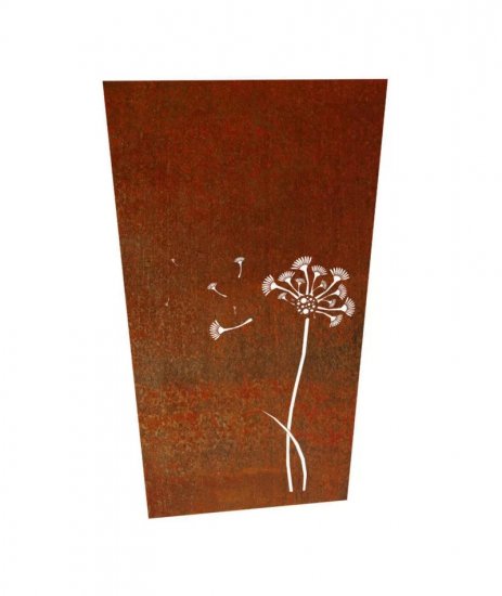 Sichtschutz Cortenstahl Motiv THIR (Pusteblume) mit 50 mm Umkantung