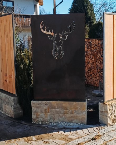 Sichtschutzplatte Corten 6 mm 1000 x 1600 mm Hirschkopf Galabau Klee 1 3