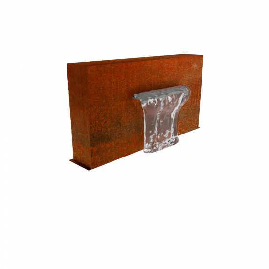 Wasserwand Cortenstahl mit Wasserschütte für Brunnenbecken oder den Teichrand