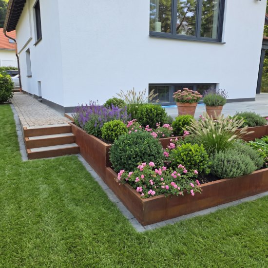 Oolex pflanzgefaesse hochbeet einfassungen stufenanlagen 3mm cortenstahl 2