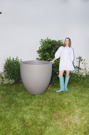 Pflanzkuebel fiberglas gross rund xxl 95cm grau steinoptik garten outdoor1