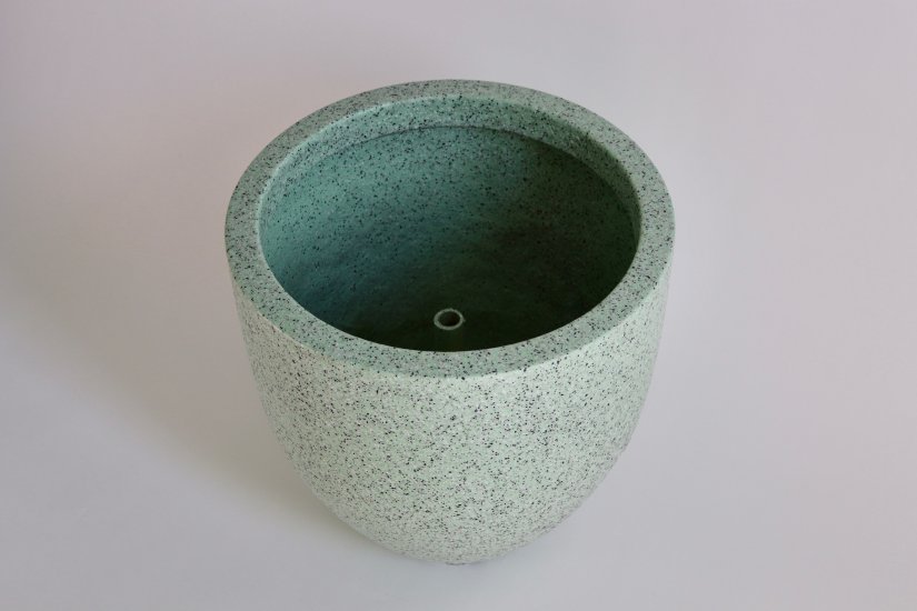 Pflanzkuebel fiberglas hoch 45cm gruen rund granitoptik1