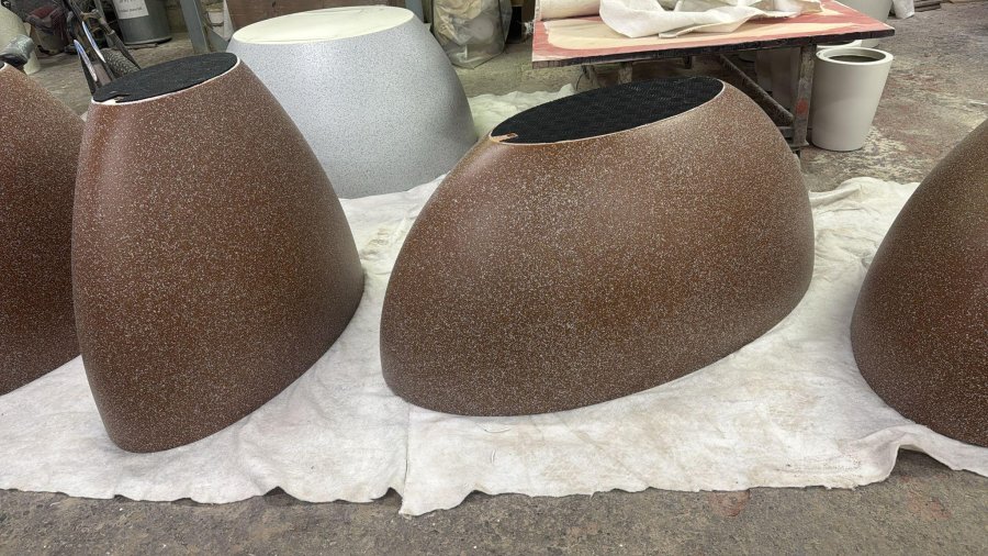 Pflanzkuebel fiberglas oval schale gross 160cm granitoptik braun1