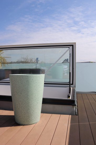 Pflanzkuebel fiberglas rund klein 65cm granitoptik gruen steinoptik outdoor1