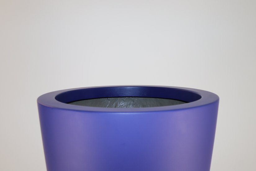 Pflanzkuebel fiberglas rund oberflaeche glatt 65cm blau