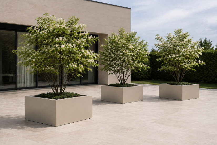 Pflanzkuebel hochbeet cube fiberglas quadratisch betonoptik gross1