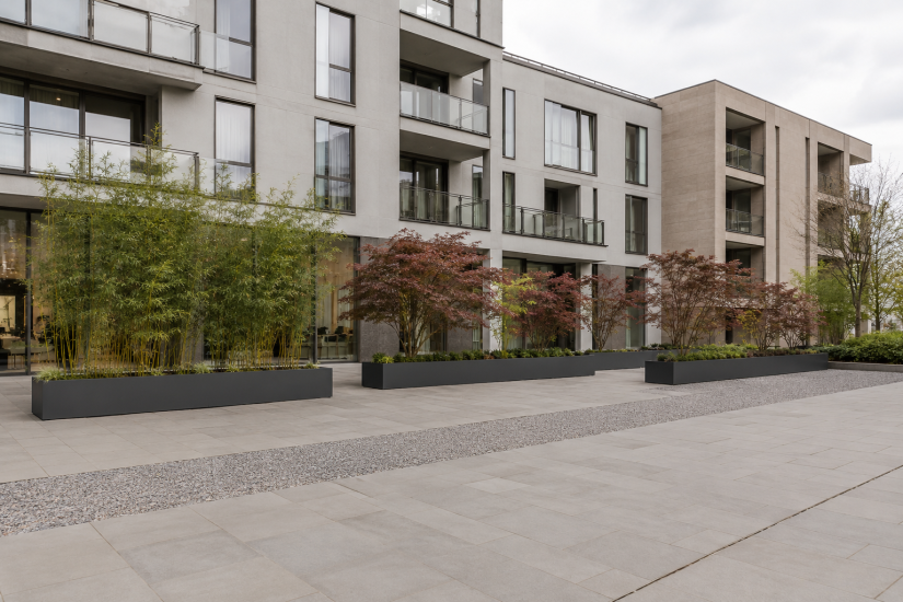 Pflanzkuebel hochbeet cube lang 300cm fiberglas rechteckig anthrazit outdoor