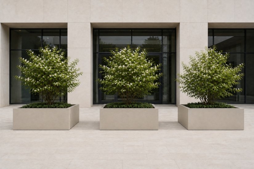Pflanzkuebel hochbeete fiberglas quadratisch beige
